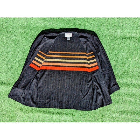 VTG Adolfo Striped Lamb's Wool/Acrylic Cardigan Sweater w/Pockets Button-Up EUC - Picture 6 of 6